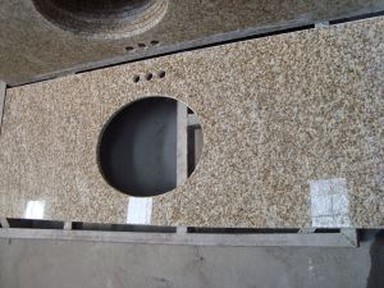 Full Bullnose Edge Vanity Top in Navajo Weiß