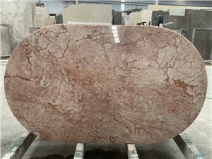 Esstisch aus chinesischem rotem cremefarbenem Marmor
