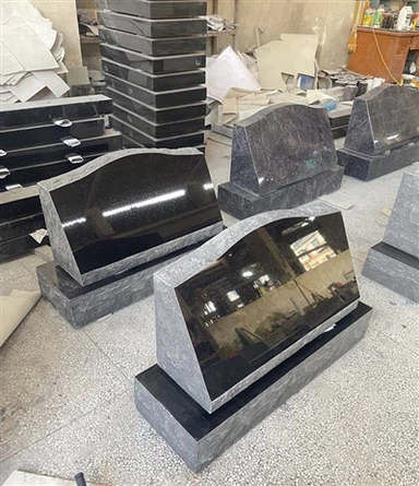 Friedhofsgrabstein – Schräges Granitdenkmal mit/Design - 16 X 8 X 14